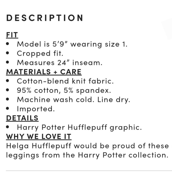 TORRID HARRY POTTER Hufflepuff Crop Leggings! NWT! - Picture 5 of 6